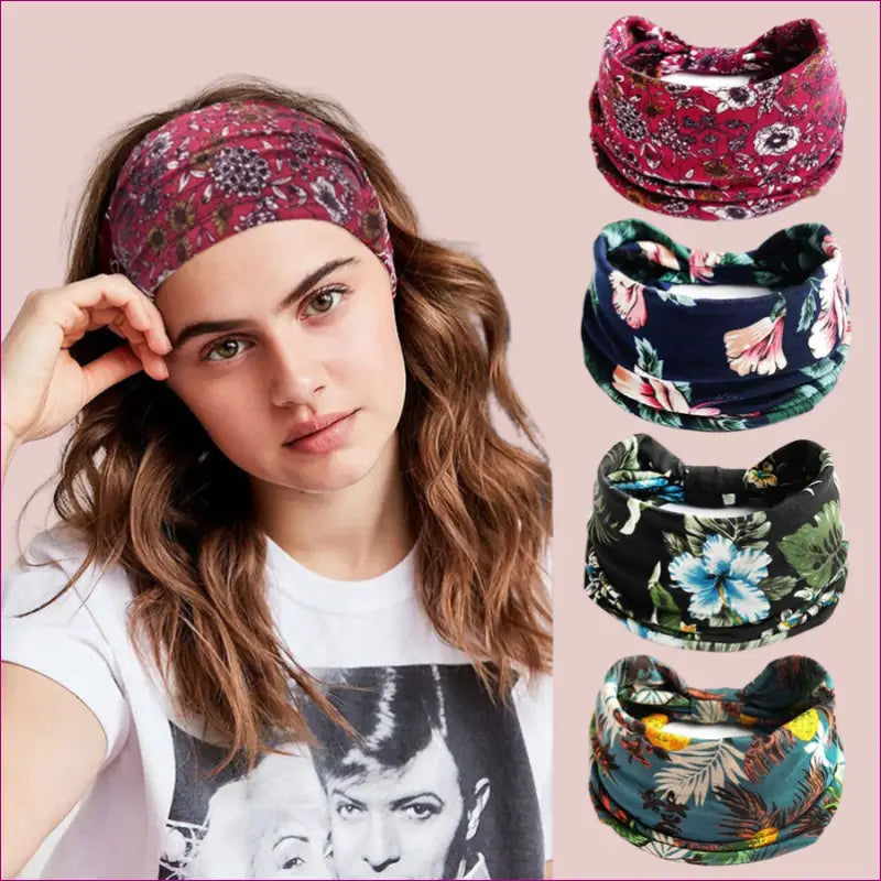 Flower Print knot Headband