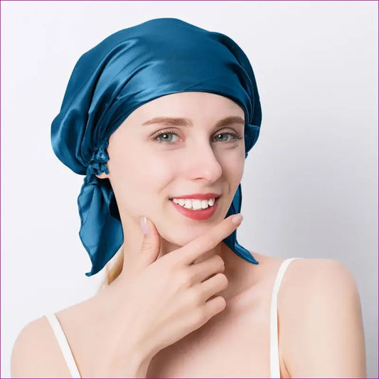 Silk Elegance Bonnet | Luxury Sleep Companion - Dark blue