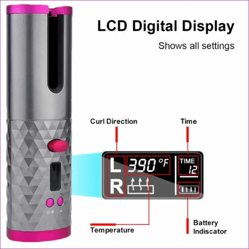 Digital display clock and timer on fast & wireless hair curler