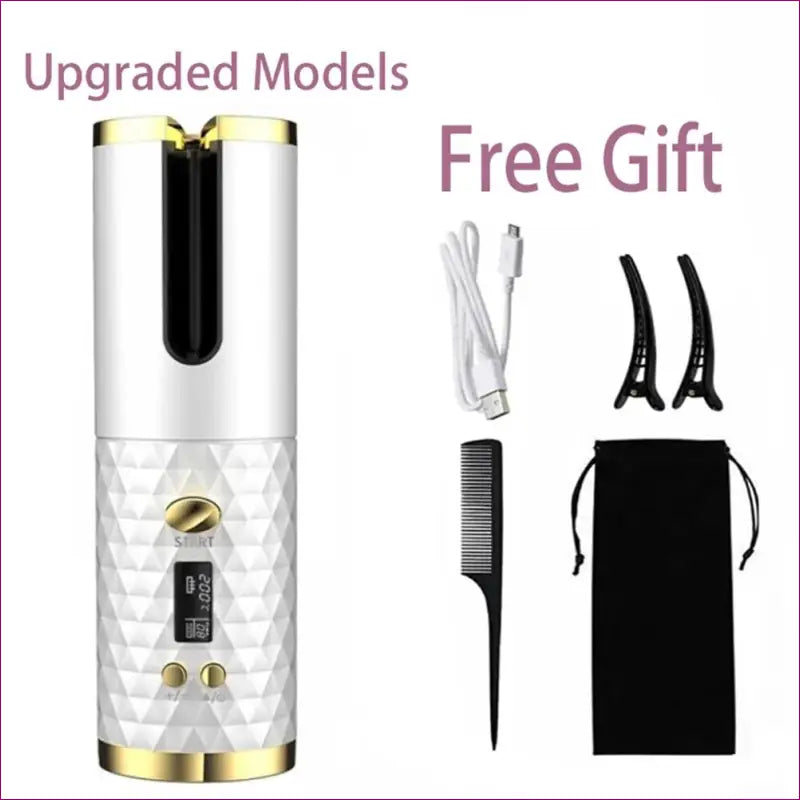 Fast & wireless hair curler - hair dryer, hair brush, and bag