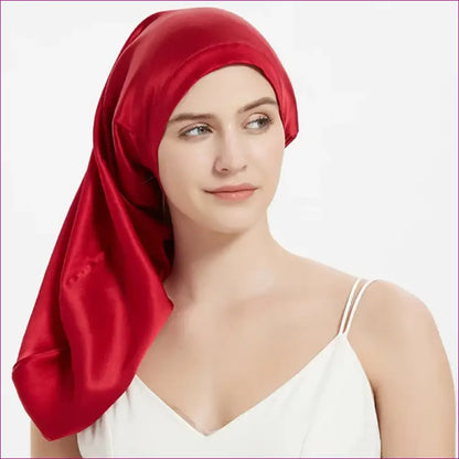 Mulberry Silk Hair Bonnet - Red / One Size Fits all