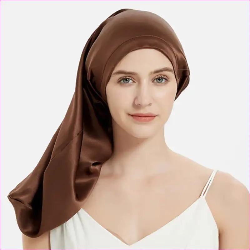 Mulberry Silk Hair Bonnet - Coffee / One Size Fits all