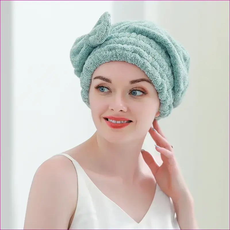 Bamboo Hair Towel Wrap with Bowknot