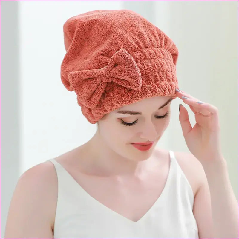 Bamboo Hair Towel Wrap with Bowknot
