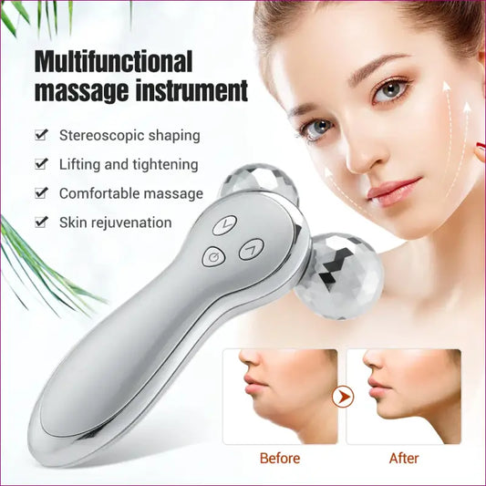 Revolutionary micro-current roller facial massager - silver