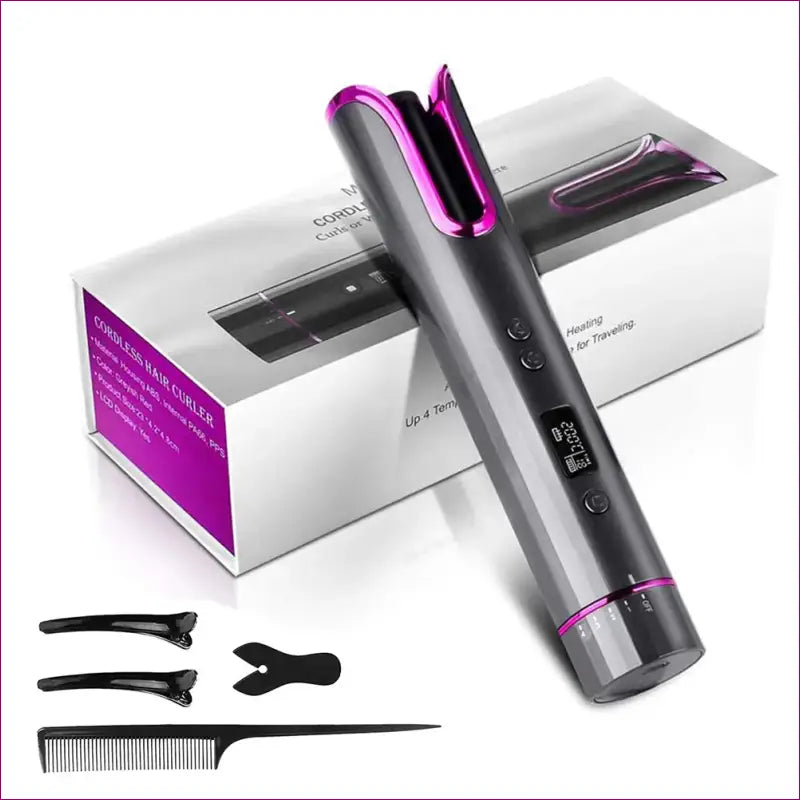 Auto Hair Styling Curler - Grey and Pink