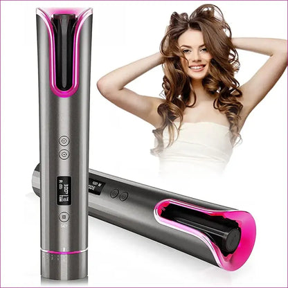 Auto Hair Styling Curler - Grey and Pink