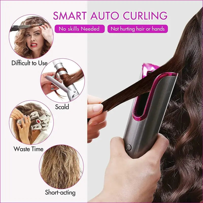 Auto Hair Styling Curler - Grey and Pink