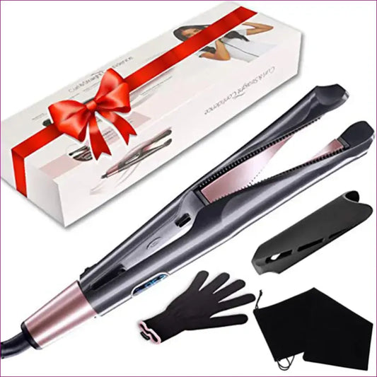 Twist Hair Straightening Curling Iron | 2 in 1 - Black / AU