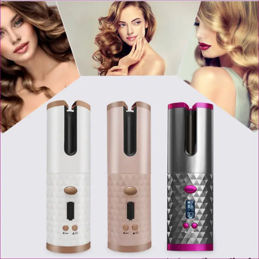 Woman using fast curls on the go hair curler for long lasting curls